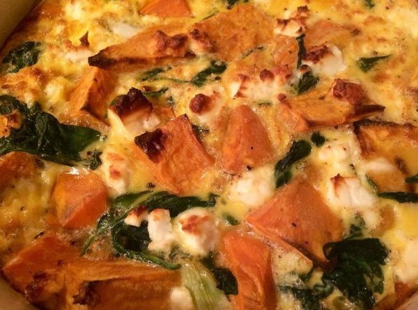 spicy sweet potato and feta frittata